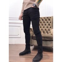 HOT Quần Jean Nam Đen Trơn Chất Jean Cotton Thoáng Mát Co Giãn Phong Cách Hàn Quốc