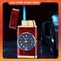 Hột Quẹt Bật Lửa Gas HF602 Khò 1 Tia Hình RồngQuan CôngKẻ Caro... Kiêm Đồng Hồ La Mã Độc Đáo - Đỏ vân gỗ