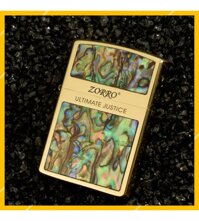 Hột Qụet Bật Lửa Xăng Đá Zorro Z91573 Họa Tiết Khảm Trai In Logo Đẹp Độc Lạ - Dùng Xăng Bấc Đá Cao Cấp