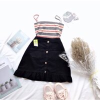 Hot [rẻ vô Địch] chân váy đuôi cá lưng cao phối nút_ảnh thật hàng chọn