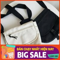 HOT SALE Túi Đeo Chéo Vải CANVAS VINTAGE Unisex (Đen/Trắng)