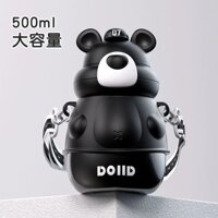 Hot Sale#[2388Positive Review]New Hat Mr. Dudu Bear316Stainless Steel Large Capacity Vacuum Cup with Rope Handle Straw Cute Bounce Cover RX11