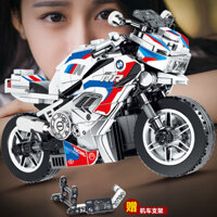 Hot Sale#6to12Kawasaki h2R Building Blocks BMW m1000rr Motorcycle Model Children's Assembly Toy Boys Gift10mj