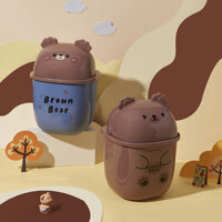 Hot Sale#Cute Small Trash Can with Lid Desktop Household Tabletop Bedroom Bedside Mini Storage Wastebasket Trash Can Sanitary RX11