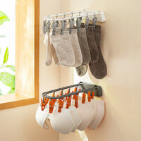 Hot Sale#Foldable Clothes Hanger No Drilling Household Hanging Clothes Drying Wall-mounted Bathroom Indoor Balcony Sock Drying Magic Clothes Rack RX11