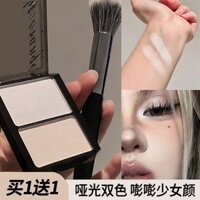 Hot Sale#july Matte and Highlight Dual Contour Palette for Women, Brightening and Sculpting Nose Shadow, Blush, and Face Contouring RX11