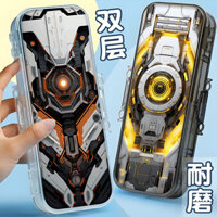 Hot Sale#New Double-Layer Transparent Acrylic Mechanical Technology Future Sense Stationery Box Plastic Only for Student Exams Multifunctional RX11