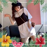 [HOT]  SET ÁO VÁY RỜI THUN KAKI BUỘC NƠ TRƯỚC SAU MẶC 3 KIỂU ULZZANG -(Sắn)