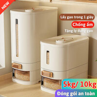 Hot Thùng Gạo Tự Động Cao Cấp  Cho Gia Đình Chống Ẩm, Chống Mọt Lấy Gạo Tự Động Ngăn Côn Trùng 5kg/ 10kg