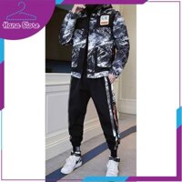 [HOT TREND 2020] Set bộ thể nam nỉ chần bông hoodie dây kéo #D - Hana Store