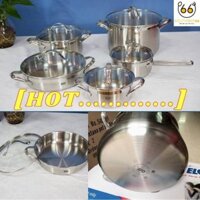 [Hot Trend] Bộ Nồi Bếp Từ Elo Belle 5 món Kèm Vung Kính, Đa Năng,1-5 Lít, Bộ Nồi Inox Đáy Từ, Chảo Chống Dính Bếp Từ