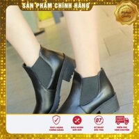 [HOT TREND] Giày boot chelsea nữ 4 phân trơn cổ ngắn S402, bốt phối chun nữ, chống trượt