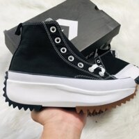 [Hot trend +Tặng Box bảo vệ giày] Giày sneaker nam nữ cổ cao : Converse Run Star Hike Hi Black/ White | Phiên bản 1:1