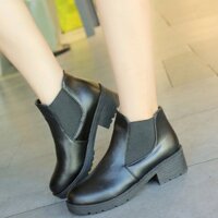 [HOT TREND_PHOM NHỎ] Giày boot chelsea nữ 4 phân trơn cổ ngắn S402 bốt phối chun nữ chống trượt