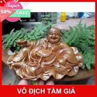 ((HOT )) Tượng Phật Di Lặc để xe ô tô ngồi lá sen gỗ nguyên khối cao cấp- TẶNG VÒNG ĐEO TAY
