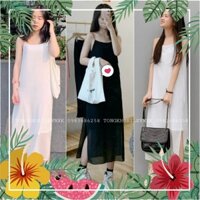[HOT]  (VNXK RẺ) VÁY HAI DÂY MAXI VOAN DÀI HOT - ĐẦM SUÔNG 2 LỚP MÀU TRẮNG ĐEN