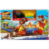 Hot Wheels Monster Trucks Blast Station Playset with 1:64 Scale Demo Derby Toy Truck & 3 Crushable Cars HFB12 Hot Wheels Đồ Chơi Xe Tải Quái Vật Tỉ Lệ 1: 64 Kèm 3 Xe Hơi HFB12