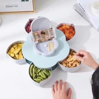 [HOT] [ XẢ HÀNG] Khay mứt tết, khay bánh kẹo hoa 5 ngăn xoay 360 độ