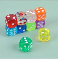 Hột xí ngầu màu 14mm, chất liệu nhựa đặc, trong suốt, cứng cáp – đồ chơi xúc xắc chơi cá ngựa