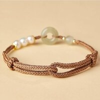 Hotan Ping 'an khóa vòng tay cho bé gái đan dây tay Ping' an khóa vòng tay cho may mắn bạn gái dây tay cho nam và nữ cùng vòng tay Hotan đan dây tay