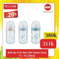 (HOT)Bình sữa nuk 240 ml thủy tinh chính hãng