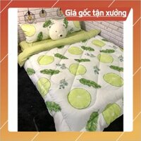 [HOT[Grap Trải Giường Chần Bông Chanh Cotton M6*2M-M8*2M(1 Chăn Phao, 1 Ga, 2 Vỏ Gối Đầu, 1 Vỏ Gối Ôm)[CON HANG]