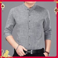 [HOTTREND 2020] ÁO SƠ MI ✔️FREESHIP✔️ Áo Sơ Mi Nam Cổ Tàu Màu Ghi ✔️Hàng VNXK