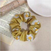 HOTTREND Dây Buộc Tóc Vải Lụa Hoa Cúc Scrunchies  - Vàng
