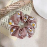 HOTTREND Dây Buộc Tóc Vải Lụa Hoa Cúc Scrunchies  - Hồng