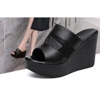[HOTTREND] Dép Đế Xuồng Quai Da Phối Lưới 10cm DéP GiàY