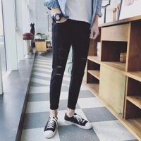 #hottrend Setsuna.Sora - Quần Jeans nam đen rách #101