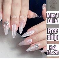 [Hottrend_Freeship]Nailbox Thiết Kế Mắt Mèo Nền Gạo Đính Đá Sang Chảnh-AM2