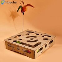 Houchu Đồ chơi mê cung mèo Kích thích nhiều lỗ Hộp tâm thần Đồ dùng cho thú cưng