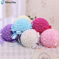 Houchu Hoa nhân tạo có tay cầm Phụ kiện tiệc đính hôn thủ công Hoa hồng xốp nhiều màu