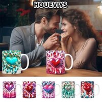HOUEVIYS Houeviys Trái Tim Gốm Cốc, Bột Yến Mạch Ăn Sáng Đồ Uống Ngày Lễ Tình Nhân Cốc, Quà Tặng Cặp Đôi Tặng Đồ Uống Cốc Nước