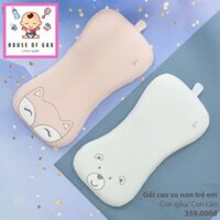 [HOUSE OF GAU] Gối cao su non trẻ em Little Love vỏ Modal thêu hình gấu, hình cáo