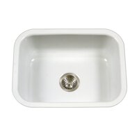 Houzer PCS-2500 WH Porcela Series Porcelain Enamel Steel Undermount Single Bowl Kitchen Sink, White