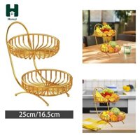 Hoyl 2 Tầng Giỏ Trái Cây Bát Trái Cây Đa Tiệt Sắt Rau Bảo Quản Bát Trái Cây Giá Đỡ Cho Khoai Tây Bánh Mì Bảo Quản Snack Holdiay