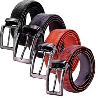 HP4405-06-07-08 - Thắt lưng nam da đà điểu Huy Hoàng 3,5P đầu kim màu đen, nâu đất, vàng, nâu đỏ - Vàng