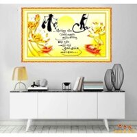 HPBD - 28.Tranh đính đá - Tranh thêu chữ thập cha mẹ gánh gồng LV3450 / VS348 (Tặng kéo và xỏ chỉ) - tự làm