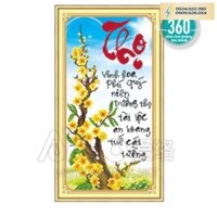 HPBD - 70.Tranh đính đá chữ Thọ AL.77307 (41x74cm ) - tự làm