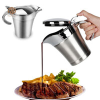 Hpeup 500 / 750ML Nồi Sốt Có Nắp & Tay Cầm Chống Rò Rỉ Đôi Cách Nhiệt Thuyền Trọng Lực Cấp Thực Phẩm Thép Không Gỉ Cho Kem Salad Trang Điểm Đồ Dùng Nhà Bếp