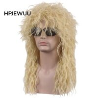 Hpzewuu Halloween Party Cosplay Tóc Giả, Punk Dài 70 thập niên 80 Rockstar Tóc Giả, Vintage Lông Xoăn Tóc Giả