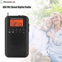 HRD-104 Portable Mini Radio Antenna Pocket Digital Display AM FM Two Band Radio