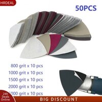 (Hrdeal) 50 Tấm chà nhám khô ướt 90mm Giấy nhám tam giác 800 1000 1500 2000 5000 Grit