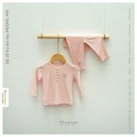 H.R.N.E.E- Bộ dài tay cổ trụ MODAL AIR- Hồng Ruby