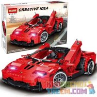 HSANHE 6951  XE THỂ THAO MÀU ĐỎ LAMBORGHINI 1:16 tỷ lệ 1:16 bộ đồ chơi xếp lắp ráp ghép mô hình Speed Champions Racing Cars CREATIVE IDEA LAMBORGHINI Đua Xe Công Thức 1138 khối