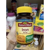 (HSD: 05/2025) SALE: VIÊN UỐNG BỔ SUNG SẮT NATURE MADE Iron 65mg 365 viên