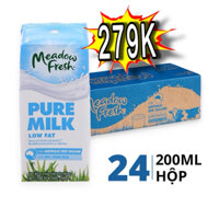 [Hsd 07/2024] Sữa tươi Meadow Fresh low fat ít béo thùng 24 hộp 200ml