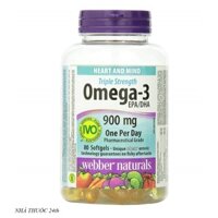 (HSD 2025) Dầu cá Webber Naturals Triple Strength Omega-3 900mg EPA/DHA 80 viên